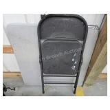 Vintage metal frame vinyl top card table and one