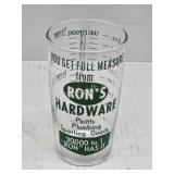 Vintage Ron's Hardware glass measuring glass