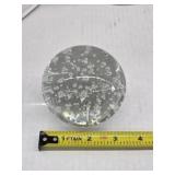 Decorative hand blown glass paperweight, clear
