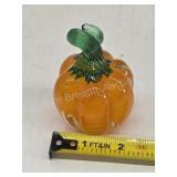 Decorative hand blown glass paperweight, pumpkin