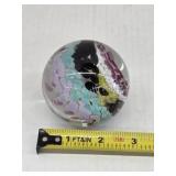 Decorative hand blown glass paperweight, purple,