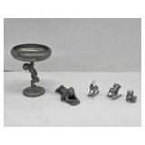 Lot of 5 pewter figurines and cnadle holder