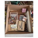 Box lot assorted wooden home decor