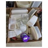 Box lot vintage Tupperware and plastic storage