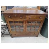 Vintage dark oak 3-drawer, 2-door sideboard