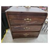 Vintage dark Pine 3 drawer dresser, 16 x 32.5 x34