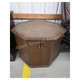Vintage wooden two door octagon end table,