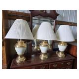 Set of three decorative polished brass metal