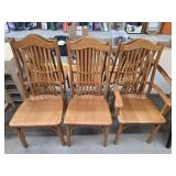 6 Amish custom built solid oak dining chairs, two