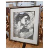 Large ornate wood framed matted print