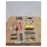 Miscellaneous utility knives, honing stone,
