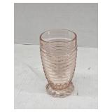 Vintage pink depression glass ribbed drinking