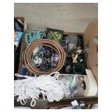Box lot miscellaneous items- saw blades, copper