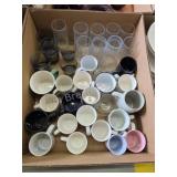 Box lot miscellaneous drinking glasses and coffee