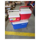 3 Coleman and igloo coolers