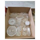 Box lot vintage clear decorative glassware