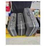 Three pieces vintage Samsonite hard shell luggage