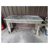 Custom built wooden work shop table