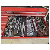 Large assortment sockets, ratchets, extensions -