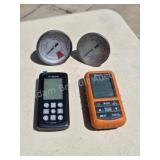 Lot of 5 Grill Smoker Thermometers Two large