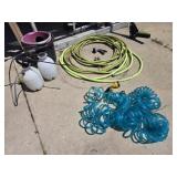 GARDEN HOSES WITH SPRAYERS, SPLITTER, SPRAYERS,