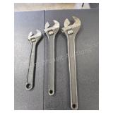 3 Crescent heavy duty adjustable wrenches, 12 in,