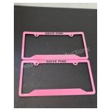 DRIVE PINK metal license plate holders