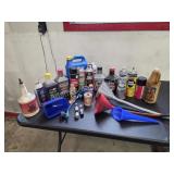 Assorted auto related lubricants, supplies,