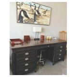 Executive Pedestal Desk with Two-Tone Finish