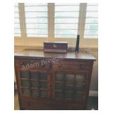 Antique Oak Sideboard with Glass Inset Doors