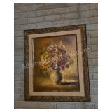 Large ornate framed flower print