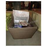 Two wire frame baskets with assorted crafting