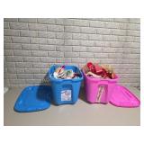 Pair 10 Gallon Plastic Bins Full of Ribbons
