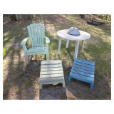 Assorted plastic outdoor furniture