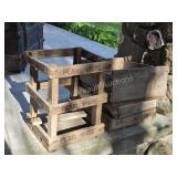 Assorted vintage wooden crates, boxes