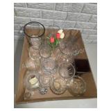 Large Lot Assorted Clear Glass Vases Bowls Candle