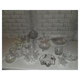 Large Lot Clear Pressed Glass ServingwareBig