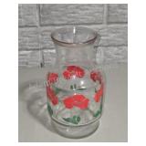 Vintage Glass Red Flower Juice PitcherClear
