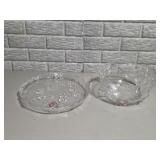 Cut Glass Crystal Floral Bowl & PlatterClear
