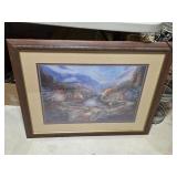 Framed Luis Bazan Mountain Valley Twilight