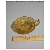 Amber Yellow Pressed Glass Handled DishSmall