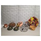 Fall Harvest Decor Lot w Pumpkins Wreath Bin (30