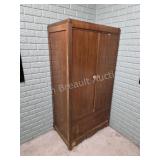 Vintage Art Deco Walnut Two Door Wardrobe