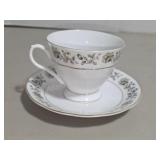 Chinese Bone China Floral Teacup Saucer Gold