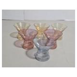 Lot 6 Vintage Pedestal Sherbet Glasses Pink