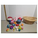 Large oval wicker basket with assorted sports