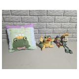 Frog Themed Quilt Bedding Decor Lot w Rubbermaid