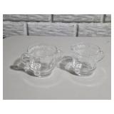 Vintage Etched Glass Creamer and Open Sugar Bowl