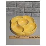 Vintage Frankoma Yellow Ceramic Divided Serving