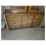 Vintage Wood Veneer Six Drawer Dresser